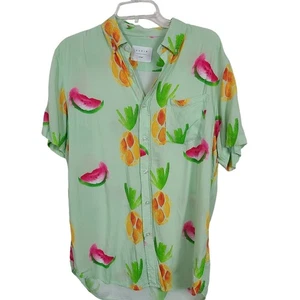 Duvin Men's Watermelon Pineapple Hawaiian Floral Tropical Short Sleeve Shirt L - Picture 1 of 13