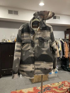 Jachs NY Men's M Sherpa Lined Flannel Jacket Gray Geo Aztec Alaska Warm - Picture 1 of 10