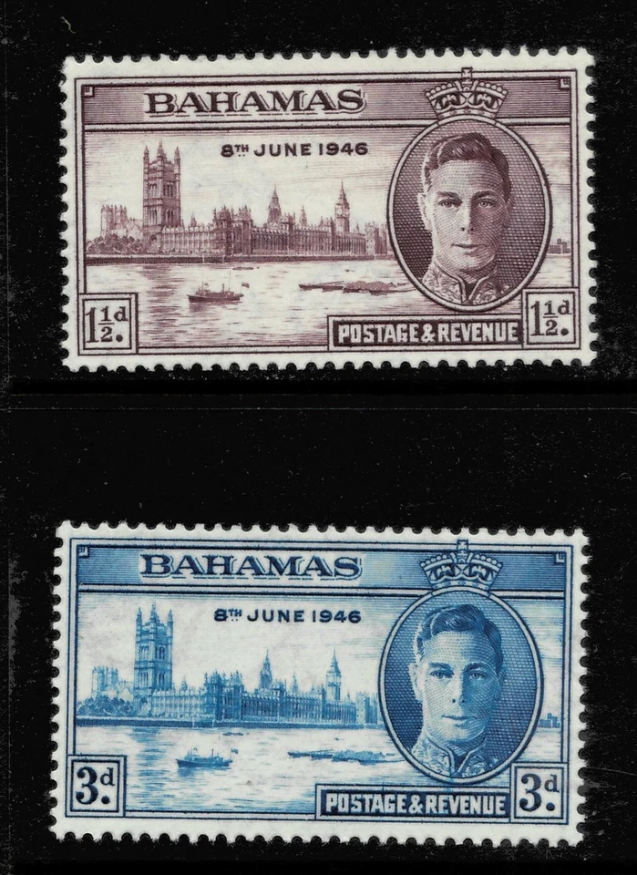 KING GEORGE VIth VICTORY STAMPS. BAHAMAS SG176-177. UNMOUNTED MINT. - Image 1 of 1