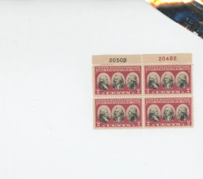 Scott #703 1931 2c Yorktown Numbered Stamp Plate Block of 4 (mb20 - Image 1 of 2