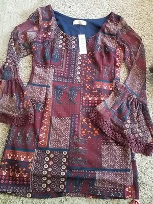 Vestido Babydoll Lucy Love de Gasa Manga Larga Línea A Multicolor Talla L. C34 Foto 1 de 4