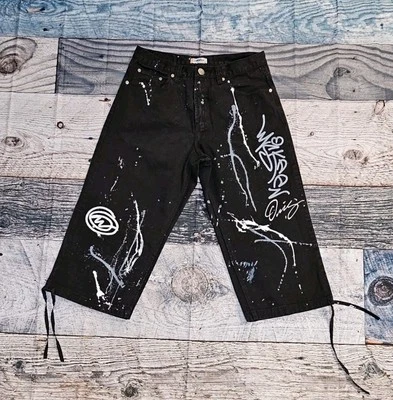 Pantalones de mezclilla Miskeen Originales bordados pintados para hombre 34x22 holgados ropa de calle Foto 1 de 4
