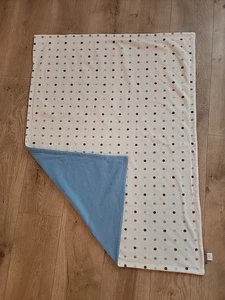 Dwell Studio Target Blue White Cream Brown Polka Dot Fleece Baby Boy Blanket - Picture 1 of 3