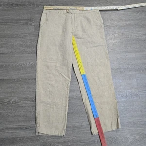 Tasso Elba Herren 100 % Leinen Hose hellbraun Größe 32 x 30 tatsächlich 34 x 28 UVP $ 75 - Bild 1 von 10