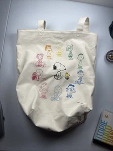 Uniqlo Charlie Brown Cotton Tote Bag Cream/Beige 16x15 - Picture 1 of 12