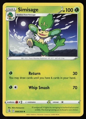 Pokemon Simisage 008/264 SWSH08: Fusion Strike Non-Holo (LP - HP) - Image 1 of 2