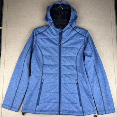 Cutter & Buck Women’s Jacket M Blue Hooded Full Zip CB Logo Stretch Polyester - Image 1 of 4