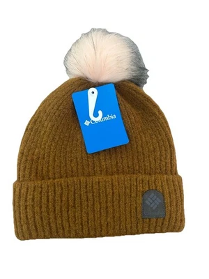 Columbia Unisex’s  Adult Winter Blur Pom Pom Camel Brown Beanie One Size New - Image 1 of 4