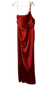 Azazie Eren ? Bronzer Satin Mermaid Full Length Dress Custom Size A16 Rust Read - Picture 1 of 11