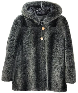 Hillmore New York Womens Faux Fur Full Zipper Coat W/pockets & Hood Mid Length - Picture 1 of 17