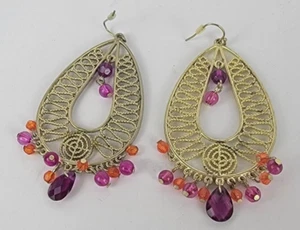 Unique Egyptian Style Earrings Red and Orange - Picture 1 of 2