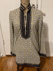 TÚNICA TORY IMPRESA TORY BURCH talla 10 patrón floral 100% algodón elegante usada en excelente estado - Imagen 1 de 15