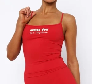 White Fox Era 8 Lounge Essentials Singlet Top Salsa Red - Size Large - Bild 1 von 5