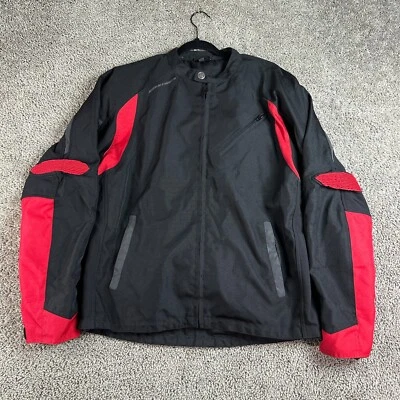 Speedy And Strength Motorcycle Jacket Mens Large Black Red Padded Back & Elbows - Image 1 of 4