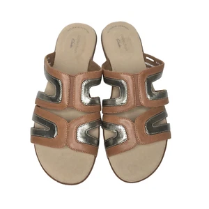 Sandalias Clarks Collection Ada Lilah Slides para mujer 9,5 W marrón plateado metálico - Imagen 1 de 12