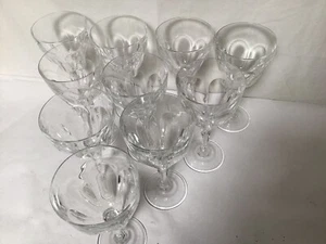 FF9 SET OF 10 VINTAGE ANTIQUE CLASSIC CRYSTAL CLEAR FRENCH WINE GLASSES - Picture 1 of 18