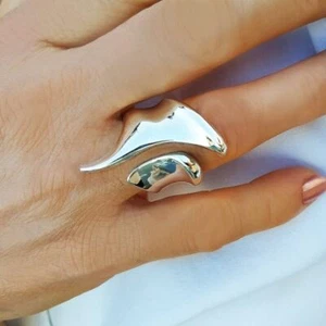 Anello dichiarazione unico, anello dichiarazione moderno in argento sterling, gioielli moderni - Foto 1 di 14
