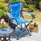 ALPHA CAMP Oversized Camping Chair Folding with Cup Holder Heavy Duty -Blue Grey
