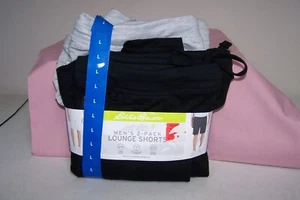 Eddie Bauer Men’s Lounge Shorts 2-Pack Black/Gray Size Large NEW in Pack Comfy! - Picture 1 of 4