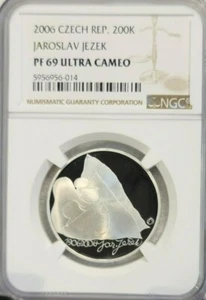 2006 CZECH REPUBLIC SILVER 200 KORUN JAROSLAV JEZEK NGC PF 69 ULTRA CAMEO SCARCE - Picture 1 of 4