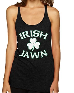 Irish Jawn Philadelphia Humor Clover St Patricks Day Racerback Tank Top - Picture 1 of 5