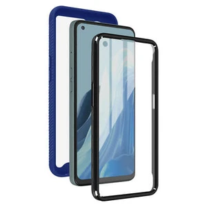 Cover Oppo Reno 8 Lite 5G Retro Fronte Polimero Bordo Blu - Foto 1 di 6