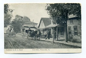 Waterville VT, vista a la calle, oficina de correos, personas, caballos, postal de 1909, ¿rara? - Imagen 1 de 2
