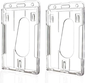 2 Pack Hard Plastic Badge Holders Heavy Duty Clear ID Credit Card Protector Slot - Picture 1 of 8
