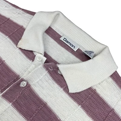 Suéter Polo Tejido 100% Algodón Damon De Colección Para Hombre Lavanda/Rayas Blancas • XL Foto 1 de 4
