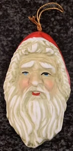 Vintage Ceramic Santa Head Ornament Father Christmas Red Hat 3.5” (v.E) - Picture 1 of 2
