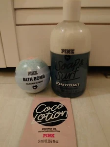Victoria’s Secret Pink Ocean Extracts body wash 12 oz. + bath bomb set Rare NEW. - Picture 1 of 2