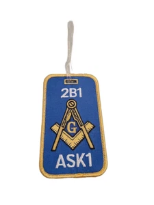 Masonic Freemason Embroidered Luggage Tag Compass Symbol Travel Tag New - Picture 1 of 4