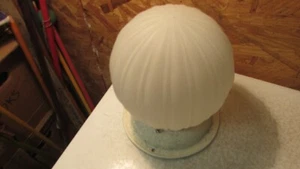 Antique Cast Iron Ceiling Light Fixture & White Globe - Picture 1 of 3