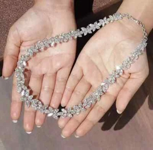 26Ct Marquise Lab Created Diamond Women's Tennis Necklace 14k White Gold Plated - Picture 1 of 5