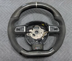 AUDI B7 RS4 Flat Bottom Steering Wheel Carbon Fiber Alcantara ❌READ DESCRIPTION❌ - Picture 1 of 7