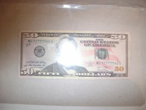 50 Grant Dollar Schein Six Of A Kind Lucky Sevens alle sieben außer den letzten 2 Ziffern - Bild 1 von 4