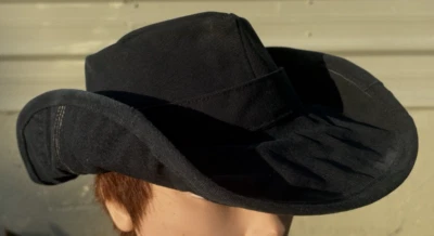 Cowboy Hat size M or 7 handmade black upcycled Carhartt - Image 1 of 4