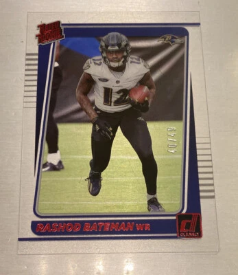 2021 Panini Clearly Donruss Rashod Bateman Red Rated Rookie #40/49 Ravens RC SP - Image 1 of 2