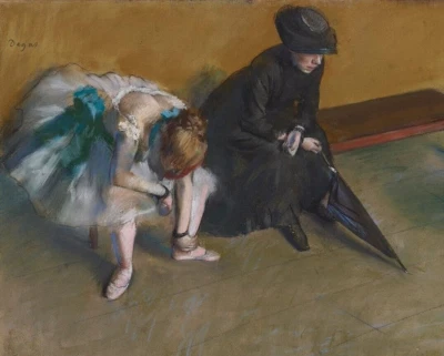 Impresión en Lienzo Giclee 8x10 Edgar Degas Esperando Ballet Decoración de Pared Obra de Arte Pintura Foto 1 de 2