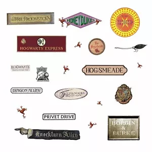 HARRY POTTER SIGNS 21 Peel & Stick Wall Decals Hogwarts Kids Room Decor Stickers - Picture 1 of 5