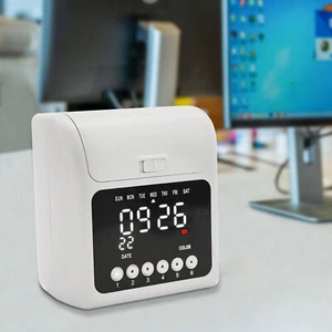 Employee Attendance Punch Time Clock Payroll Recorder LCD Machine with 50 Cards - Picture 1 of 24