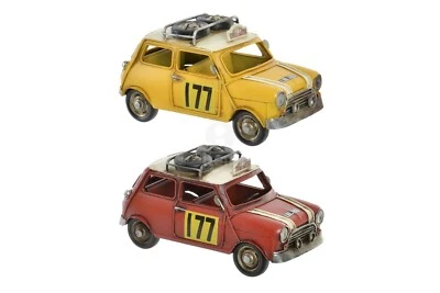  MINI COOPER AUTO  IN LATTA MODELLINO  DA COMPETIZIONE CON PORTA PACCHI - Immagine 1 di 3