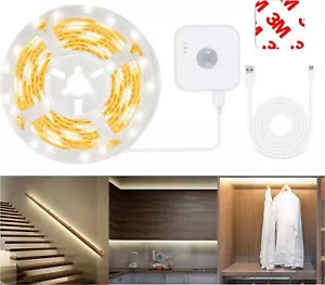 Motion Sensor LED Strip Light Auto Off Timer Waterproof 3000K Warm White 2 meter - Picture 1 of 12