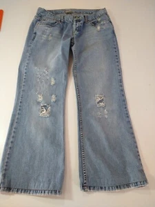 Pantalones de mezclilla para mujer Taunt talla 13 regular pierna ancha desgastados botón mosca - Imagen 1 de 7