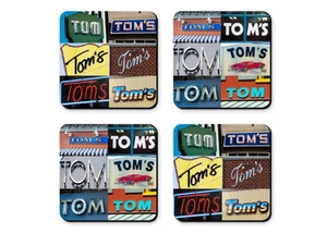 Personalized Coasters featuring the name TOM in photos of signs - Set of 4 - Picture 1 of 1