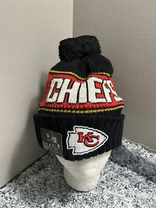 NFL NEW ERA KANSAS CITY CHIEFS WINTER KNIT CUFFED POM BEANIE HAT ONE SIZE - Picture 1 of 5