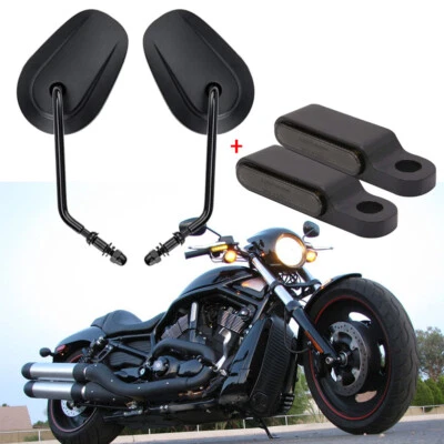 Espejo retrovisor negro para motocicleta + mini luces de señal de giro para Harley Davidson Night Rod Foto 1 de 4