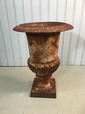 Antique Cast Iron Garden URN PLANTER 13” TALL Cover