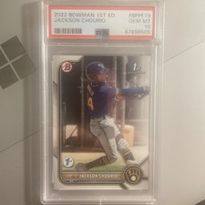 2022 Bowman 1st Edition Jackson Chourio PSA 10 GEM MT Brewers 1st Bowman
