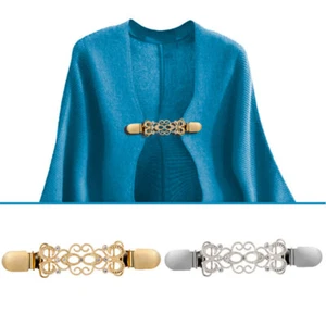 2 Stück Legierung Pullover Clips mit Strass Cardigan Clip Schal Schnalle für Frauen - Bild 1 von 9